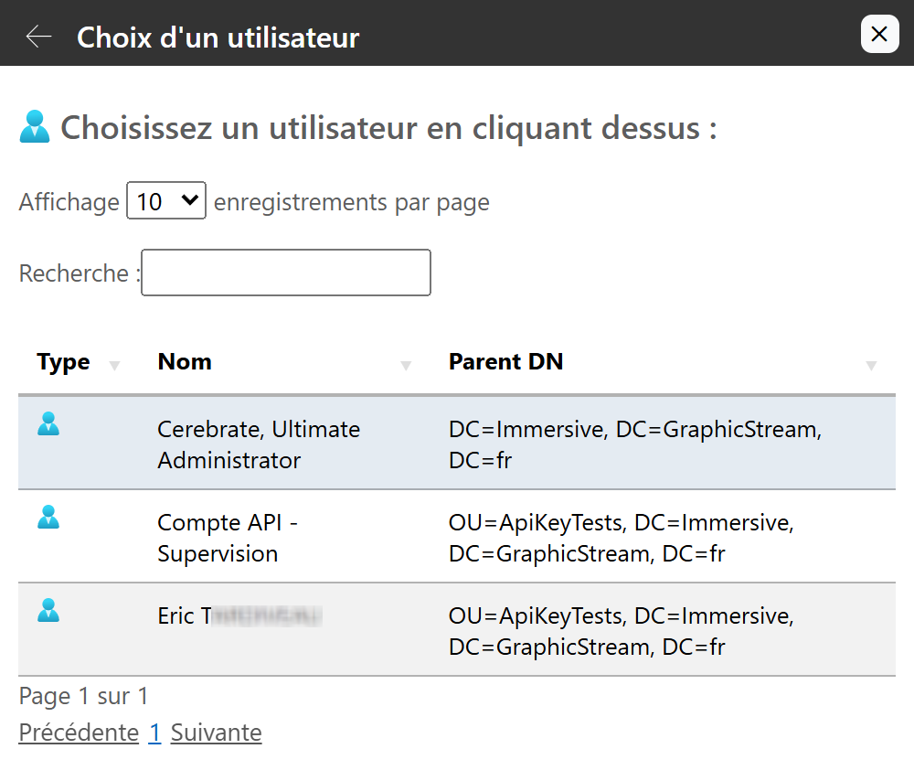 Selezionare l'account Immersive da associare alla chiave API