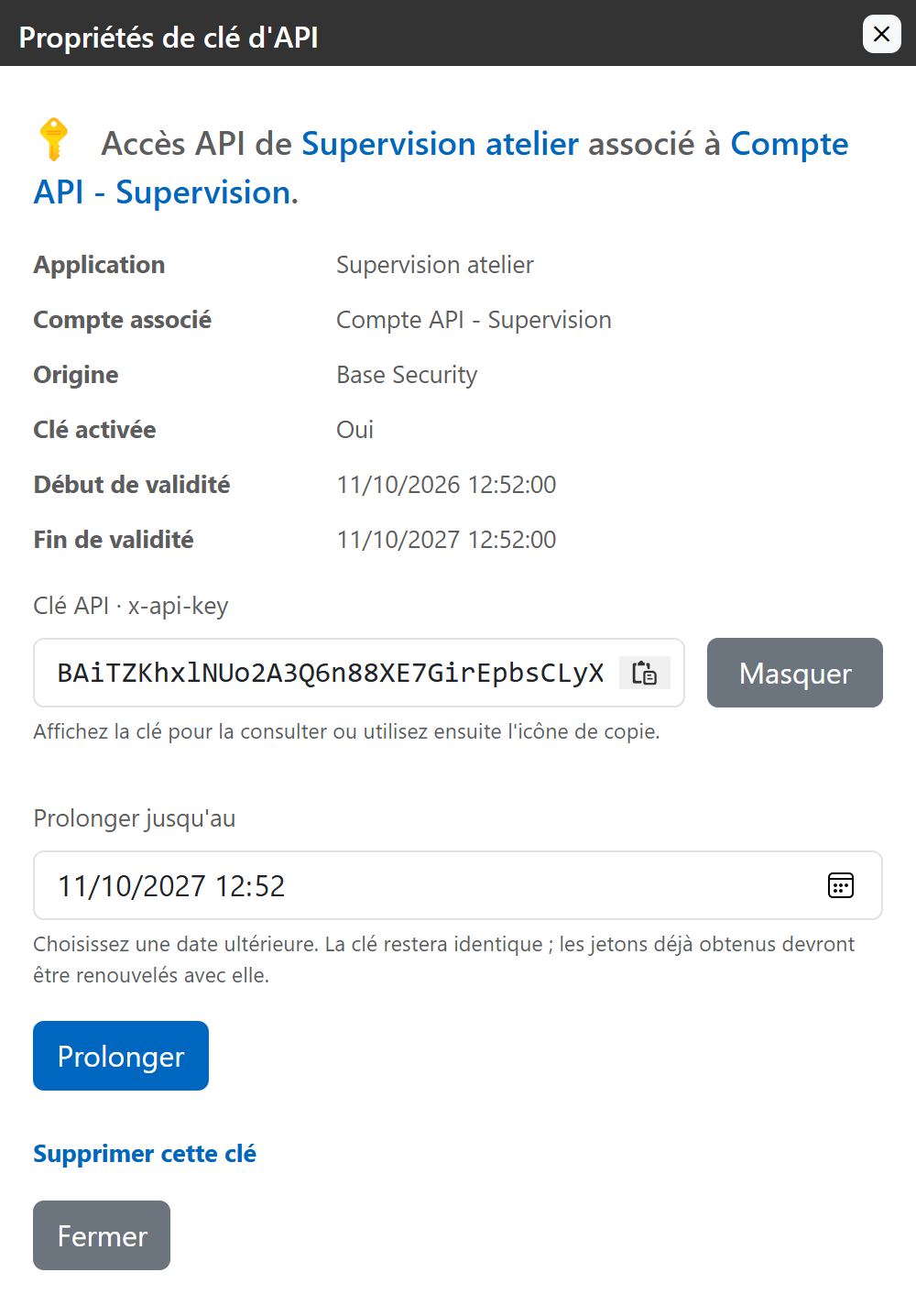 Tasto demo mostrato: l'icona di copia è disponibile e il pulsante offre Nascondi