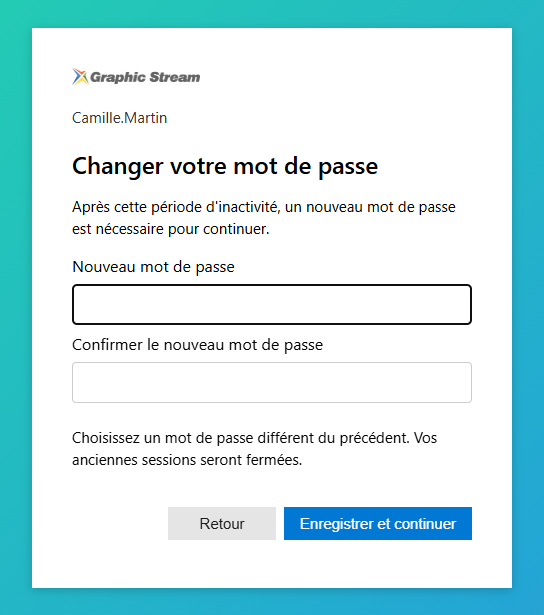 Retour après plus de 15 jours sans activité : le formulaire explique le motif du changement.