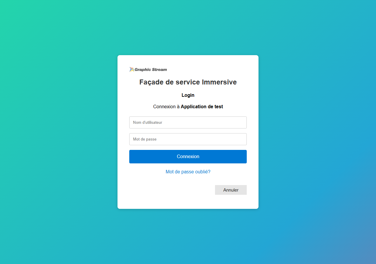 Login ospitato su RestFrontage: Il nome dell'applicazione accompagna l'inserimento delle credenziali