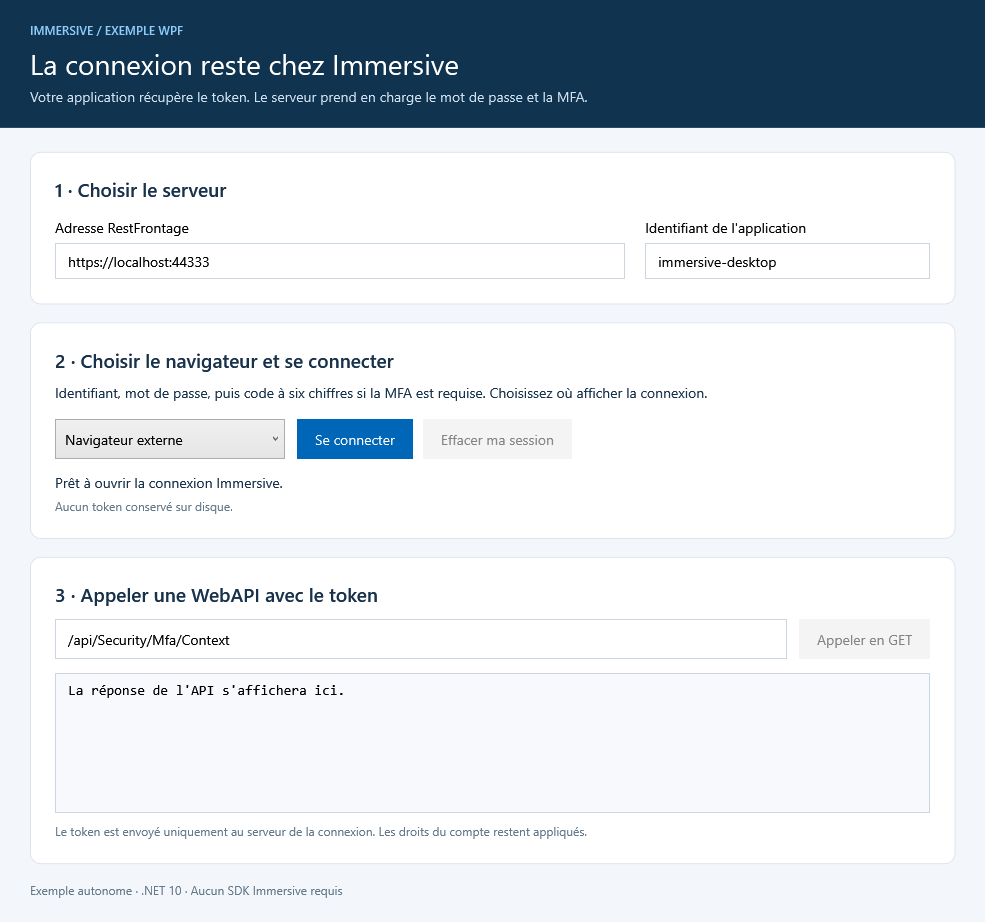 Applicazione WPF: Configurazione del server, login nel browser e chiamata WebAPI