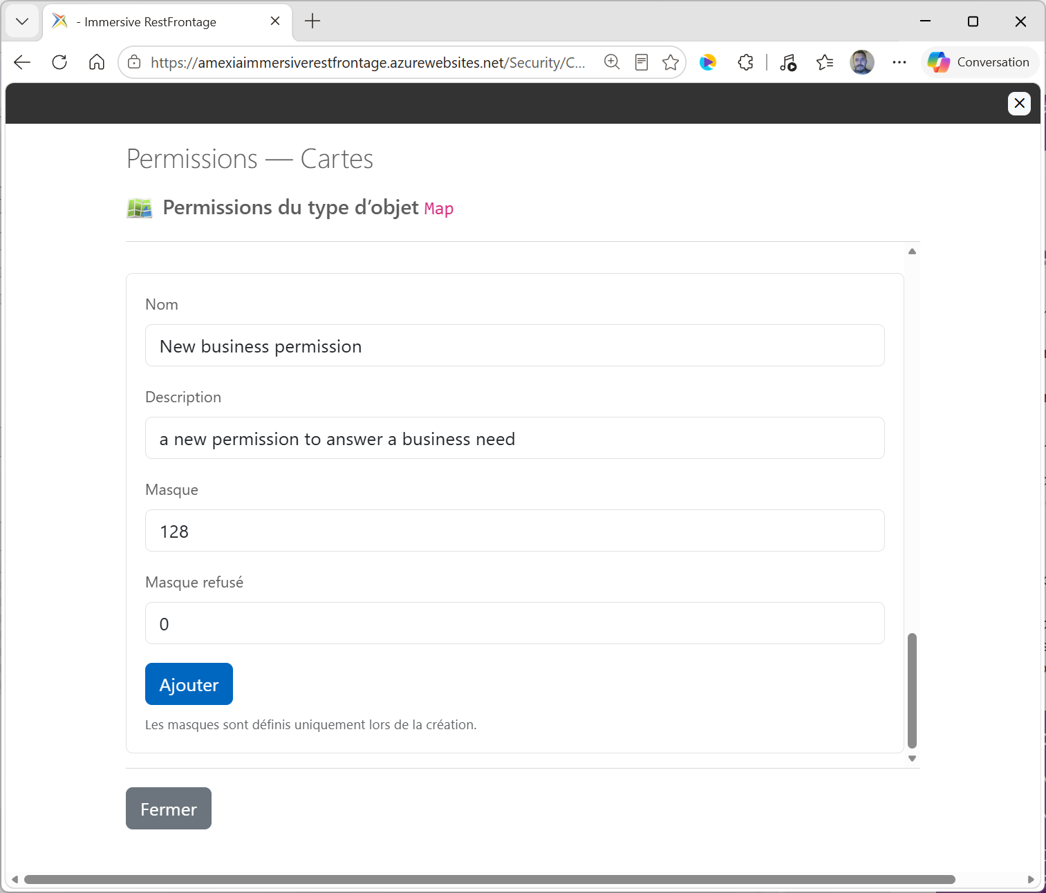 Création d’une permission pour un type d’objet sécurisé