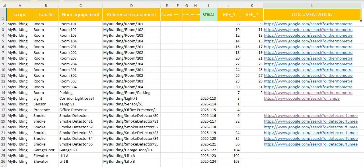 Ho aggiunto la colonna DOCUMENTAZIONE al file Excel.