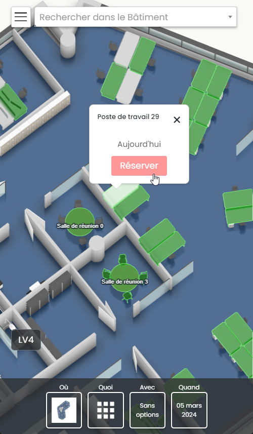 Réservation d’un espace Flex Office sur mobile